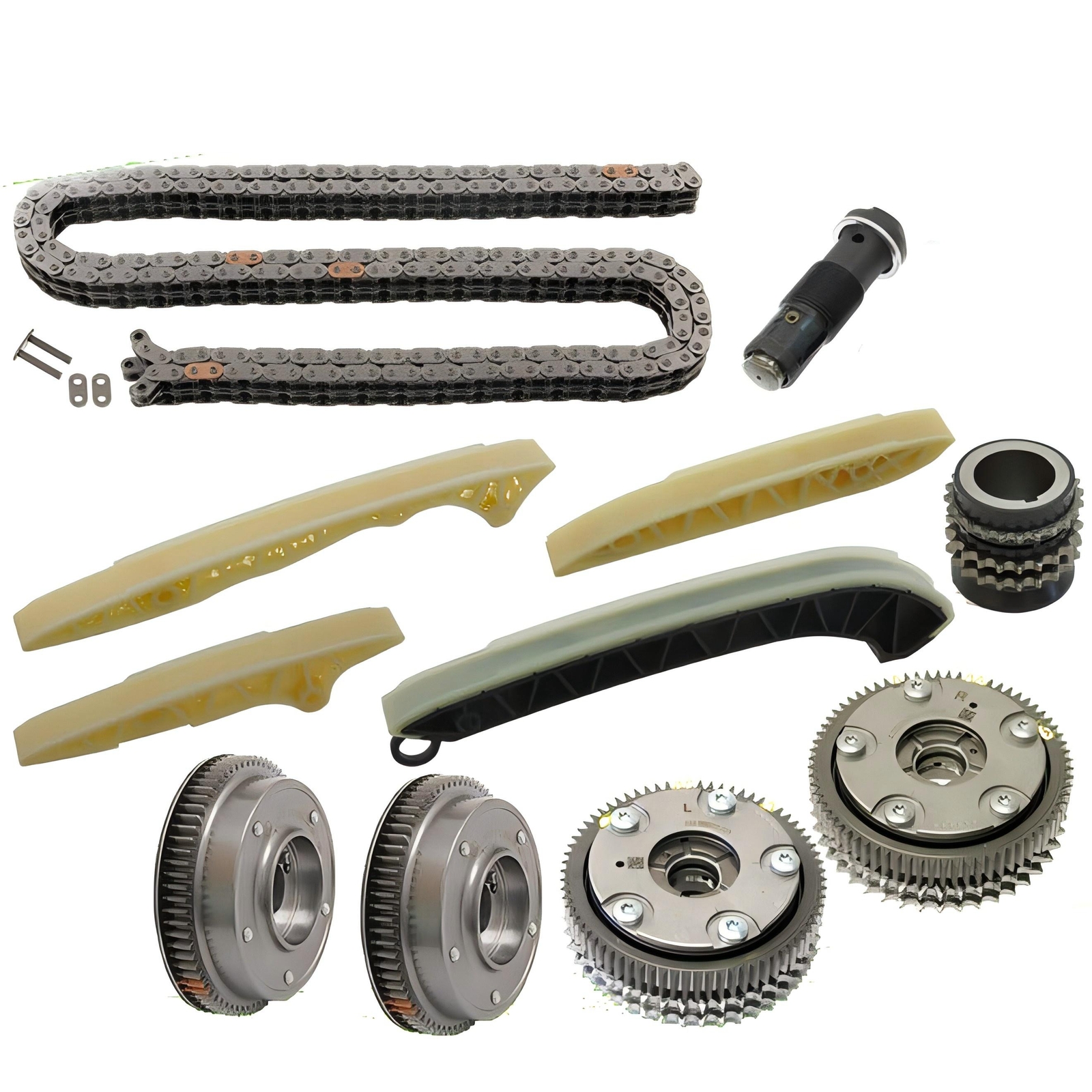 Timing Chain Kit +Full Set 4pcs Camshaft VVT Adjuster For Mercedes-Benz M272