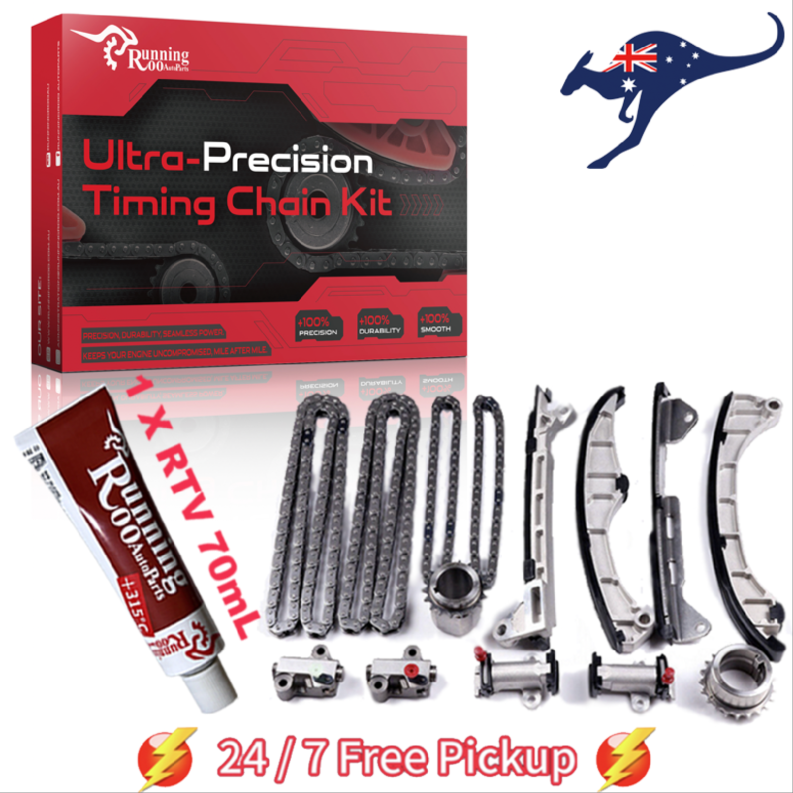 Timing Chain Kit Fit 5.7L Toyota Tundra Land Cruiser + RTV Silicone Sealant