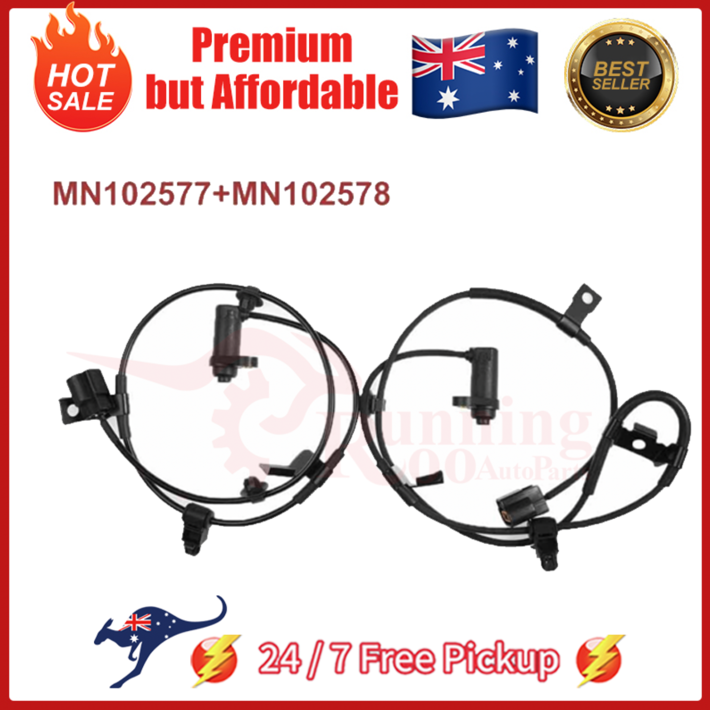 2X Rear Left+Right ABS Wheel Speed Sensor Kit For Mitsubishi L200 Triton Pajero
