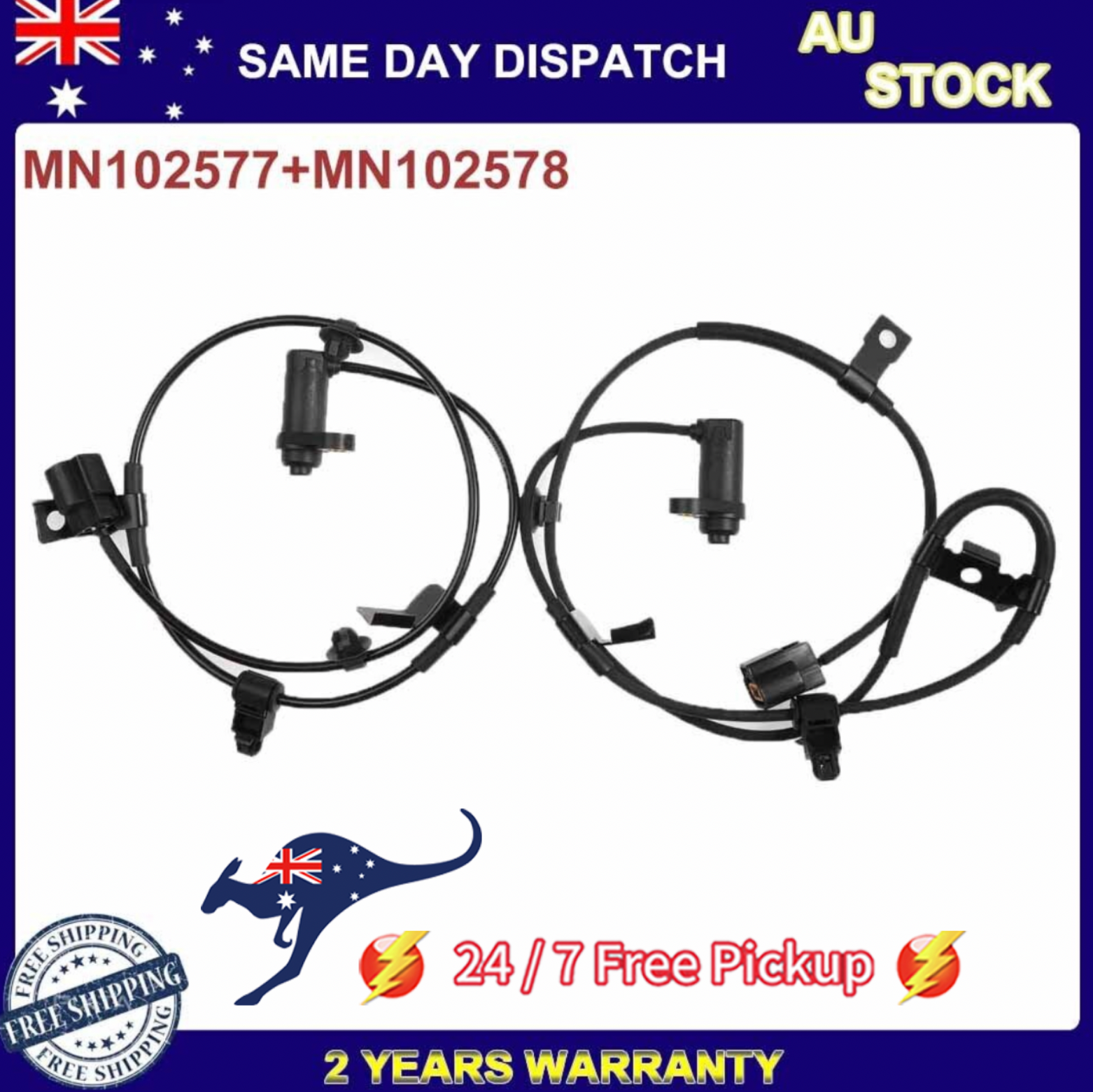 2X Rear Left+Right ABS Wheel Speed Sensor Kit For Mitsubishi L200 Triton Pajero