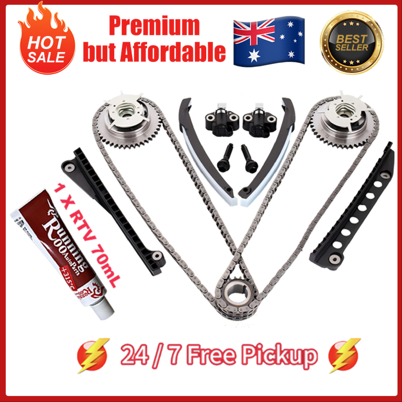 Chain Kit Fit Ford F-150 5.4L Harley + VVT Gears + RTV Gasket Glue