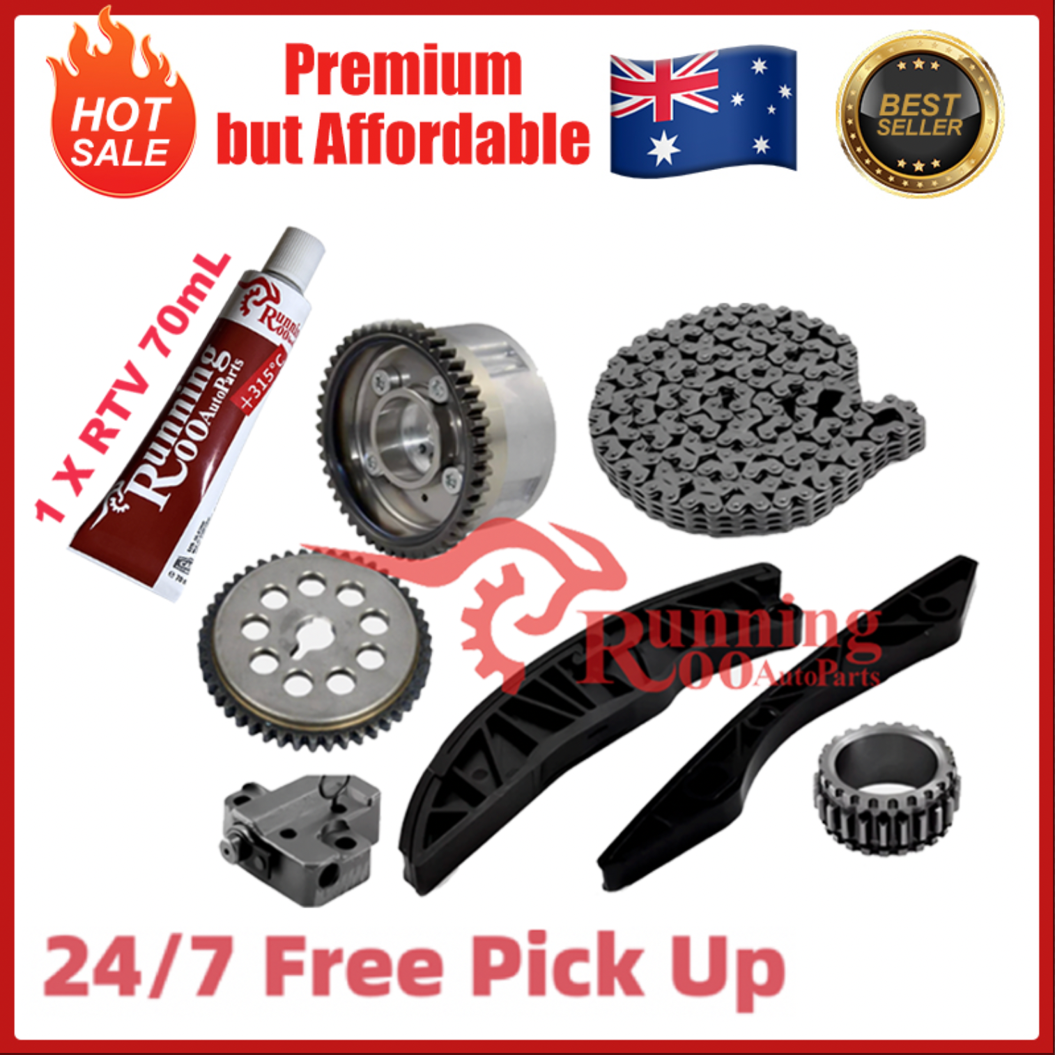 Hyundai Kia 1.4 1.6 Timing Kit w/ VVT Gear + RTV Silicone i20 i30 Rio Ceed