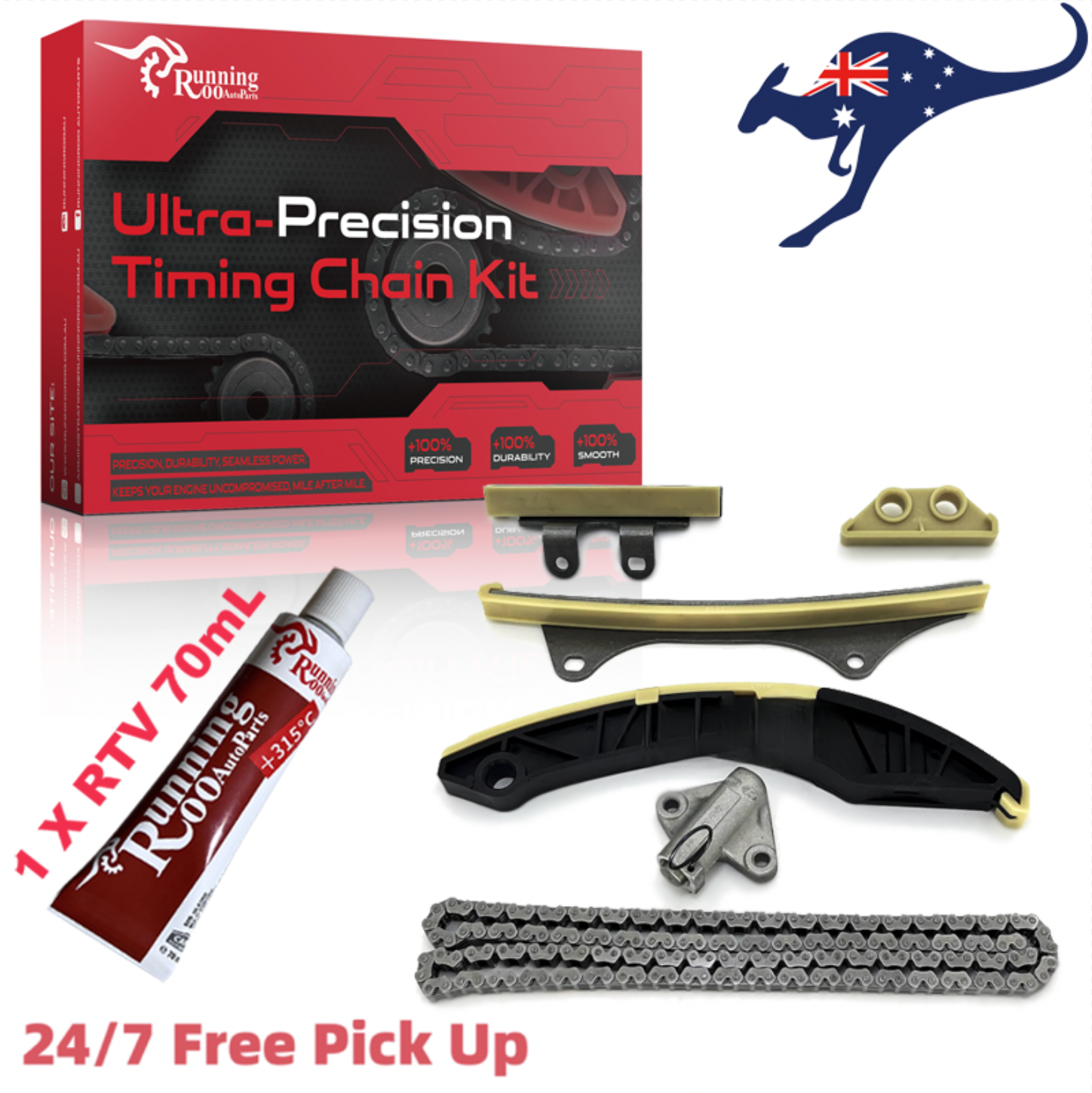 Hyundai Kia 1.4L Timing Kit + 75ml RunningRoo RTV i10 i20 Picanto Rio 08-17