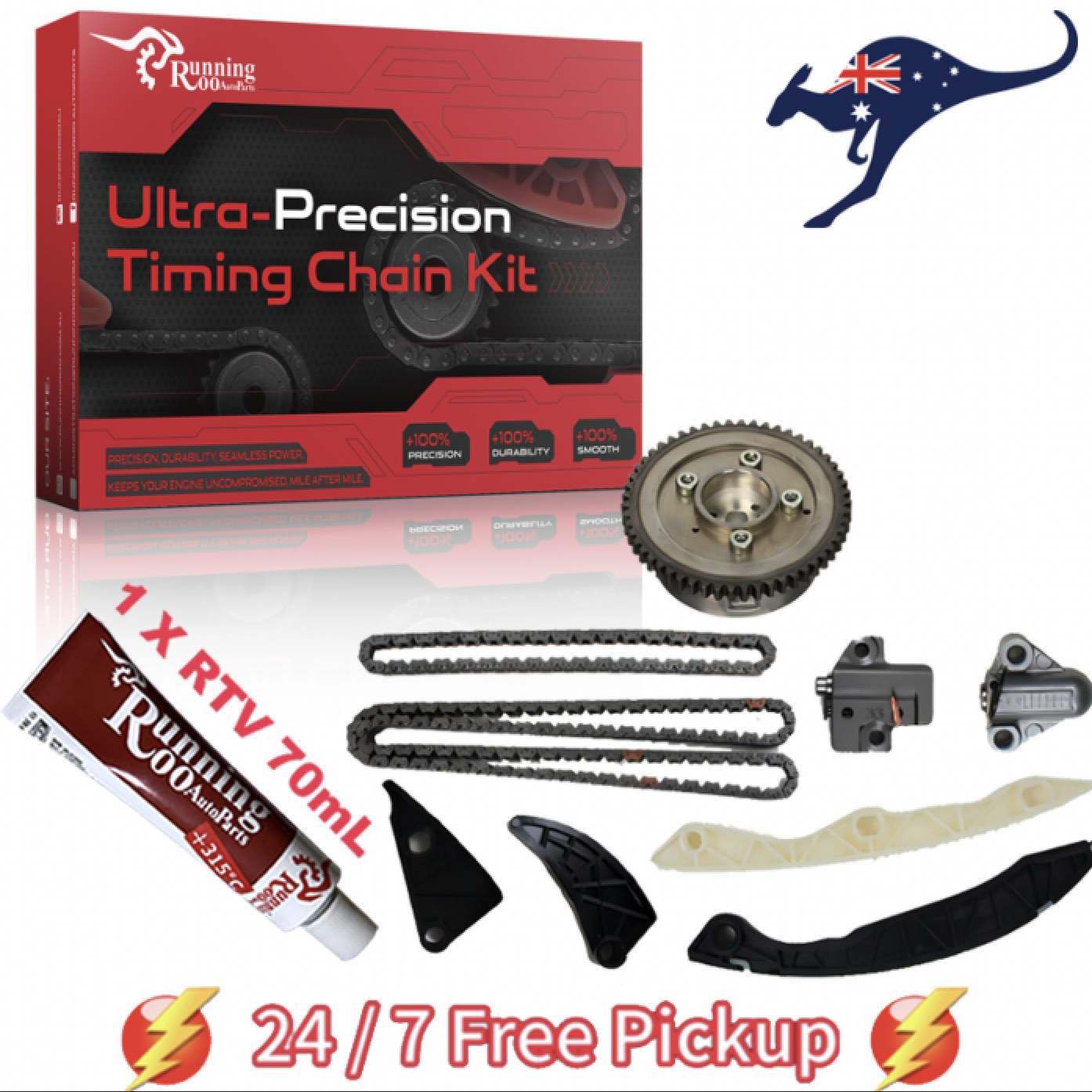 Timing Chain Kit + VVT Gear Fit Hyundai Sonata Tucson Kia Sportage 2.4+ RTV