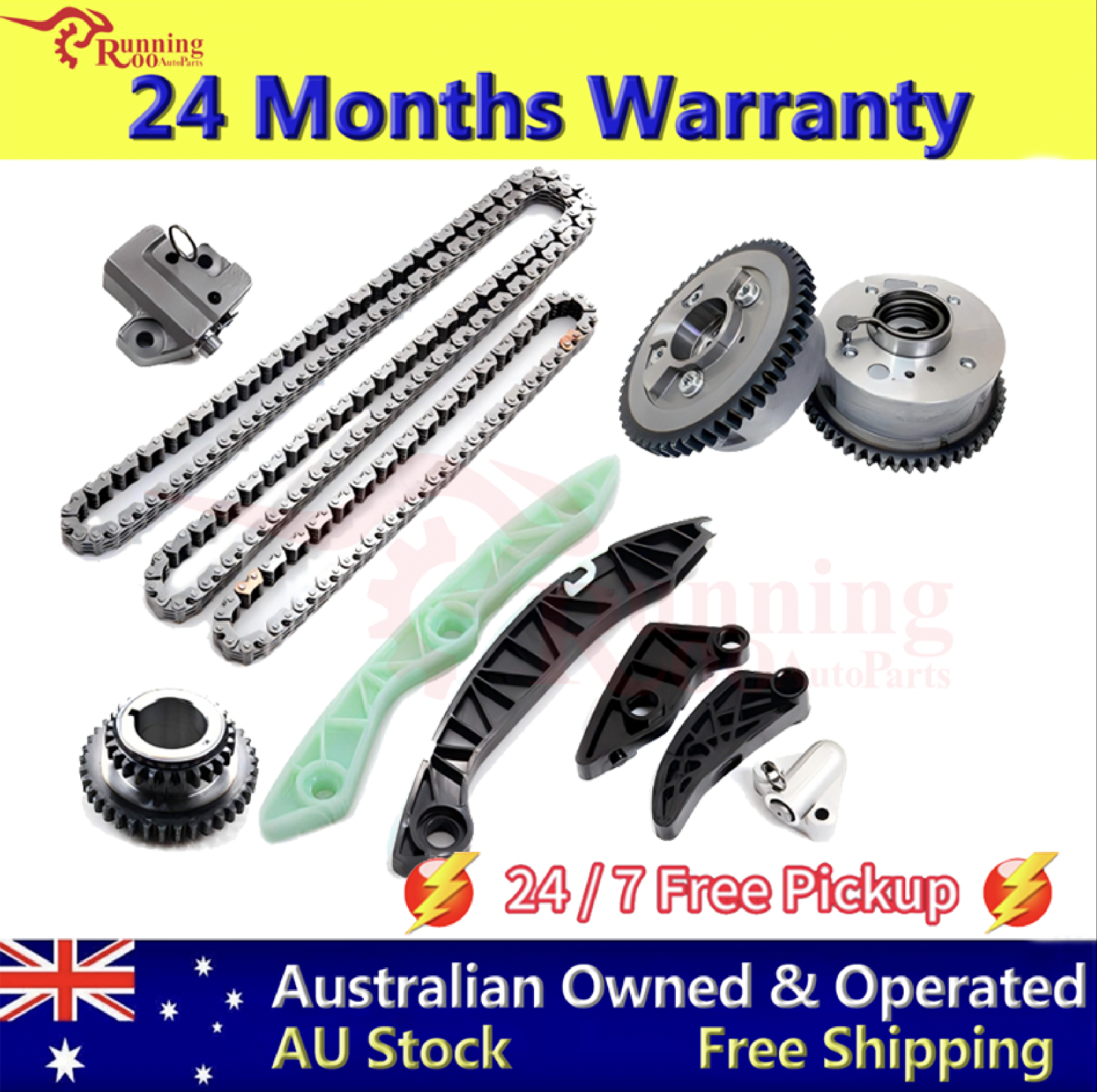 Timing Chain Kit w/2 VVT Gears Fit MITSUBISHI Outlander Lancer 2.4L 4B12 2005-15