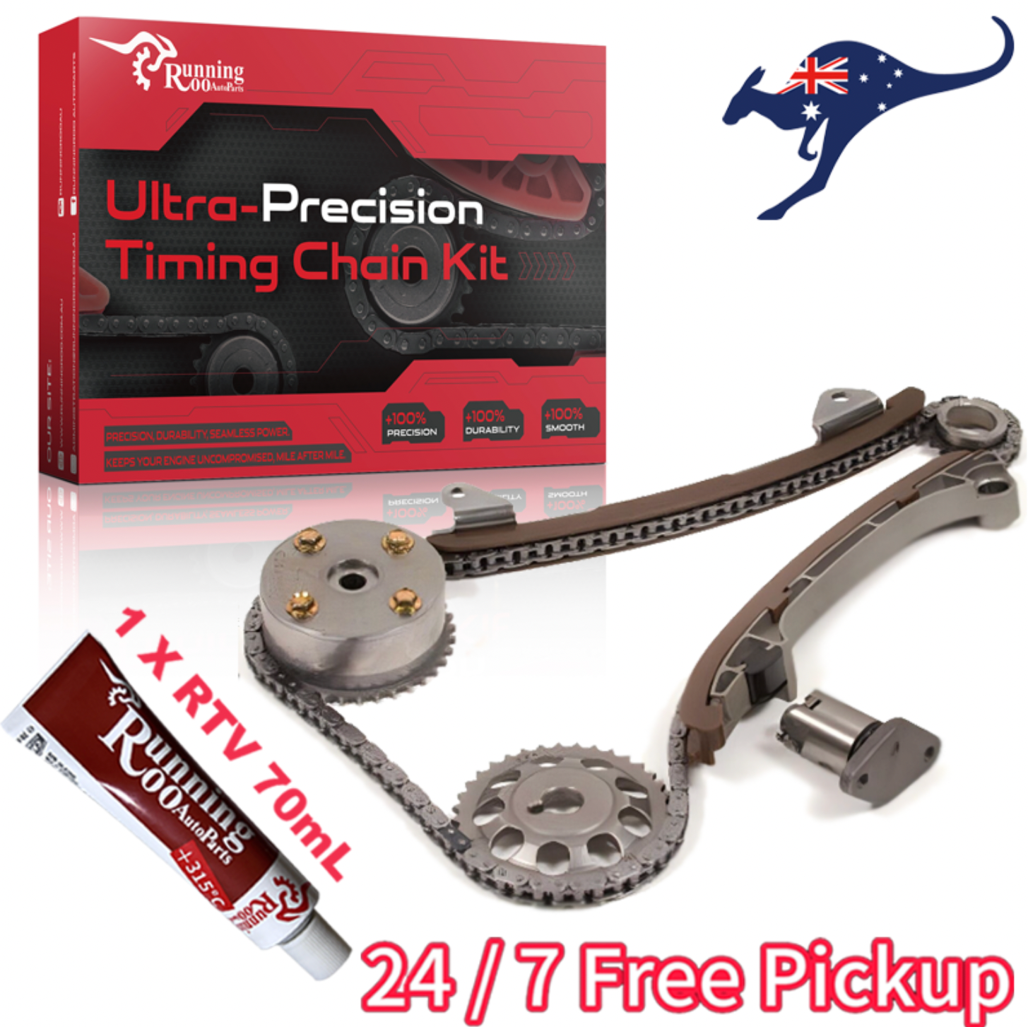 RunningRoo Chain Kit w/ VVT + RTV Seal Toyota Celica Corolla Vibe 2ZZGE