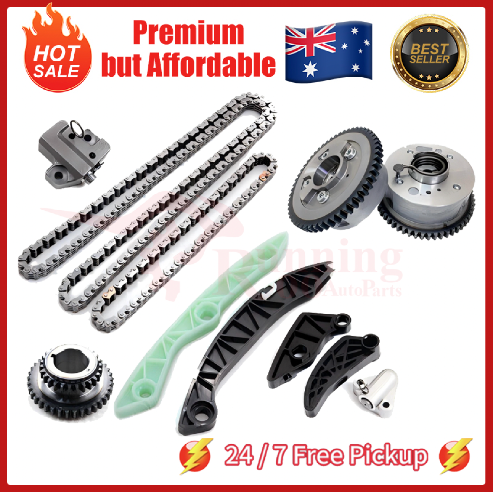 Timing Chain Kit w/2 VVT Gears For MITSUBISHI Outlander Lancer 2.4L 4B12 2005-15