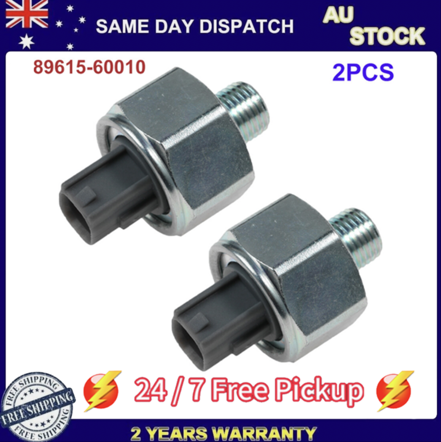 2PCS Knock Sensor For Toyota Land Cruiser FZJ75 FZJ80 1FZ-FE Lexus LX450 FZJ100