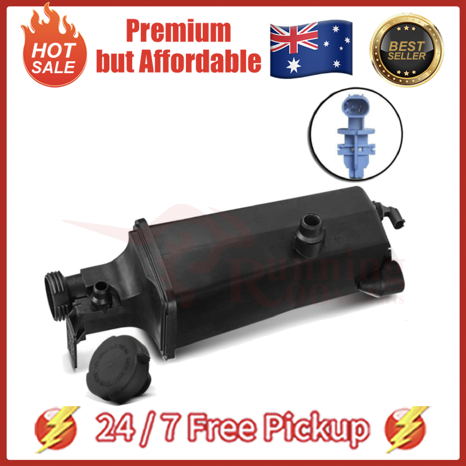 Coolant Overflow Expansion Tank Bottle w/ Side Pipe for BMW E46 E53 E83 Petrol