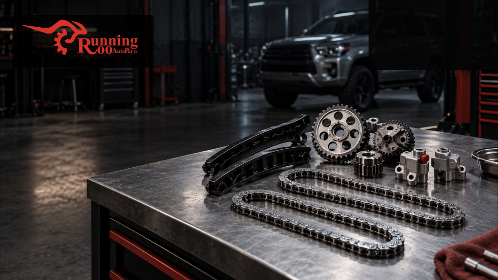 Toyota 1GD and 2GD diesel timing chain kit on a red and black RunningRoo safety cover