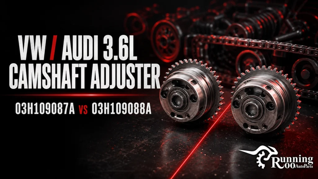 Illustrative VW and Audi 3.6L camshaft adjuster part-number comparison guide