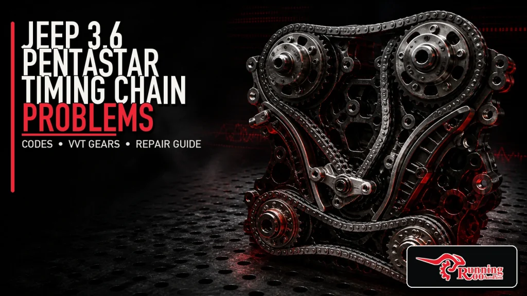 Illustrative Jeep 3.6 Pentastar timing-chain and VVT gear guide cover