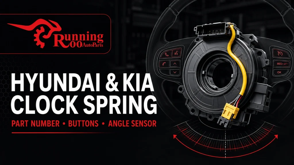 AI-generated technical illustration of a Hyundai and Kia style clock spring for a RunningRoo Auto Parts fitment guide