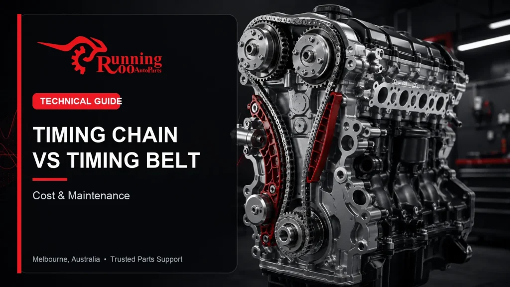 Illustrative timing chain versus timing belt comparison technical guide cover – RunningRoo Auto Parts