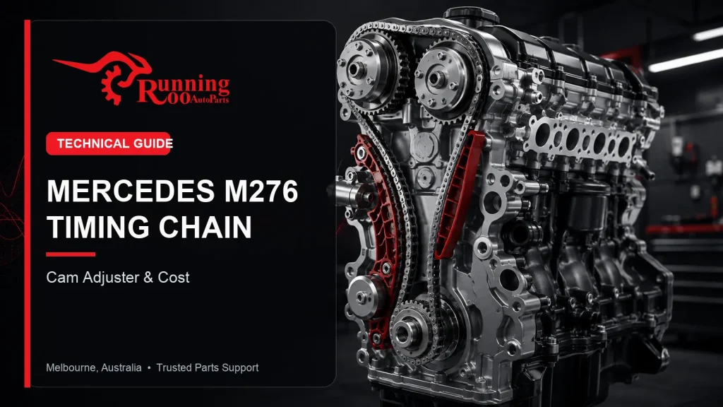Illustrative Mercedes M276 timing chain and camshaft adjuster technical guide cover – RunningRoo Auto Parts