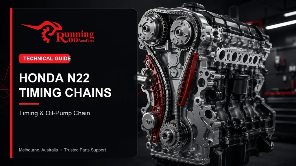 Illustrative Honda N22 timing and oil-pump chains technical guide cover – RunningRoo Auto Parts