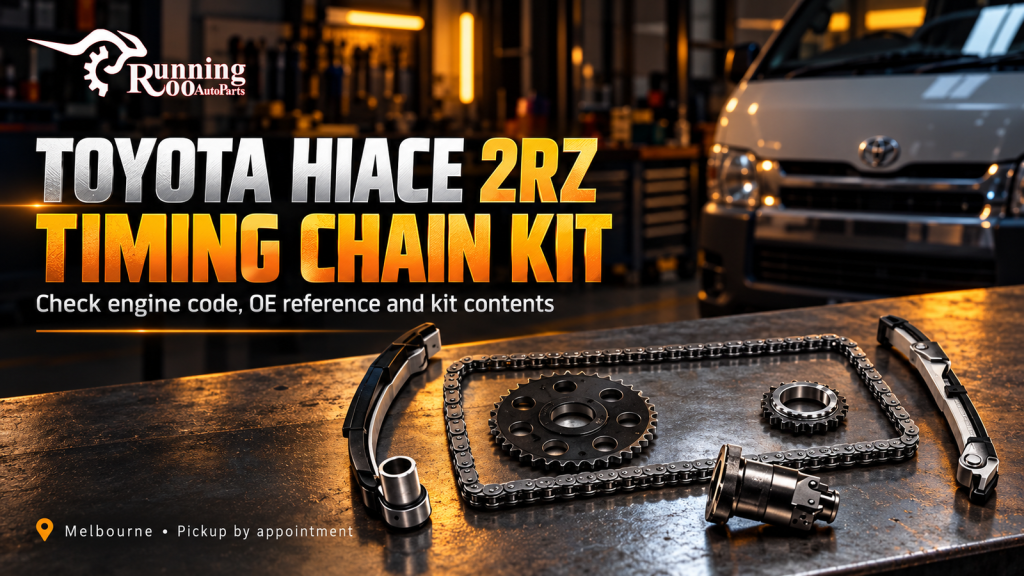 Toyota HiAce 2RZ timing chain kit — RunningRoo editorial cover illustration