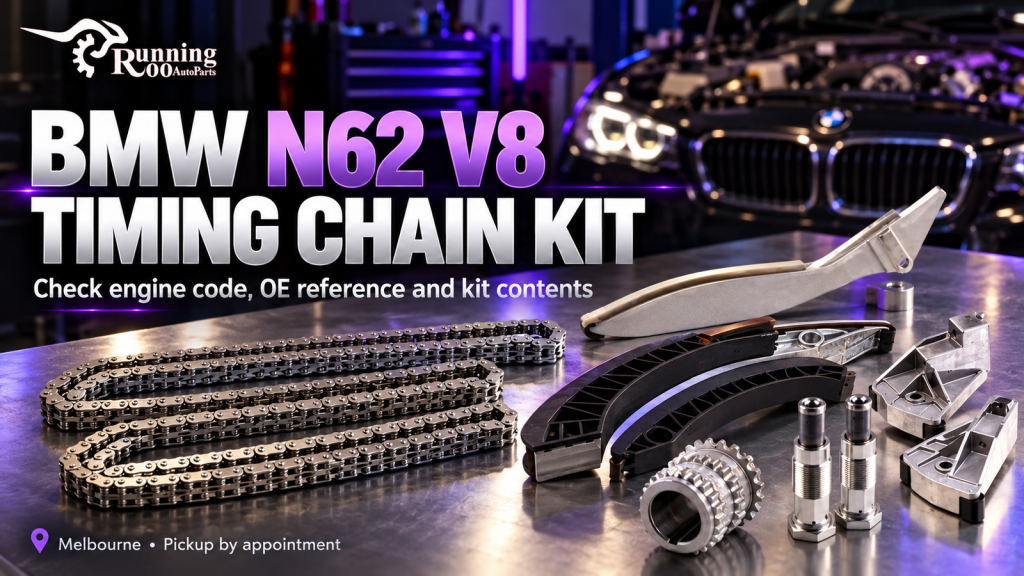 BMW N62 V8 timing chain kit — RunningRoo editorial cover illustration