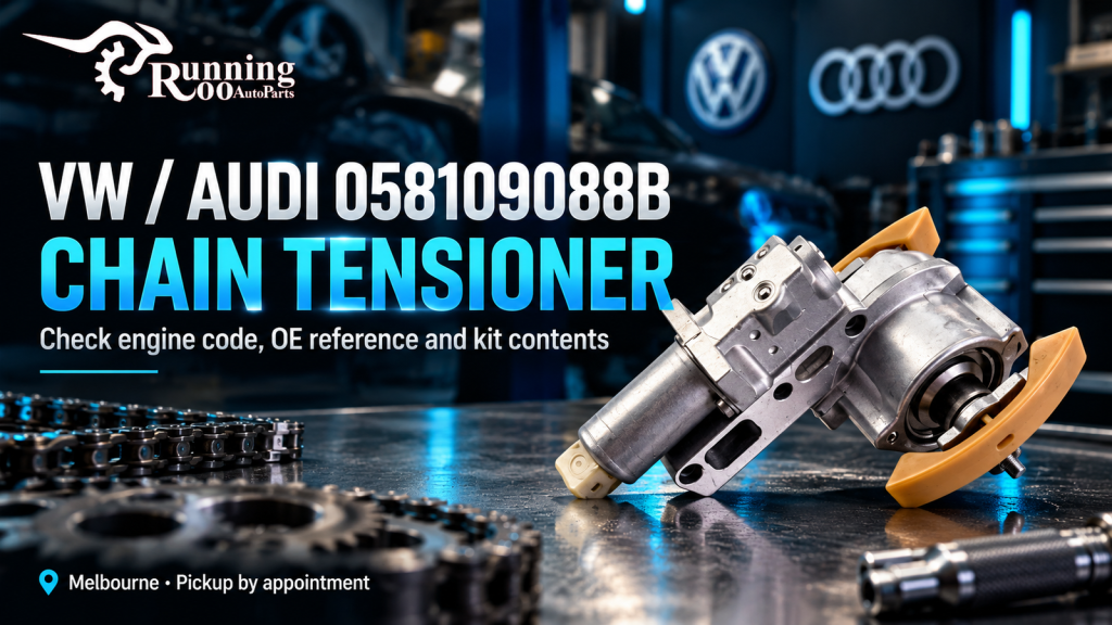 VW Audi chain tensioner 058109088B — RunningRoo editorial cover illustration